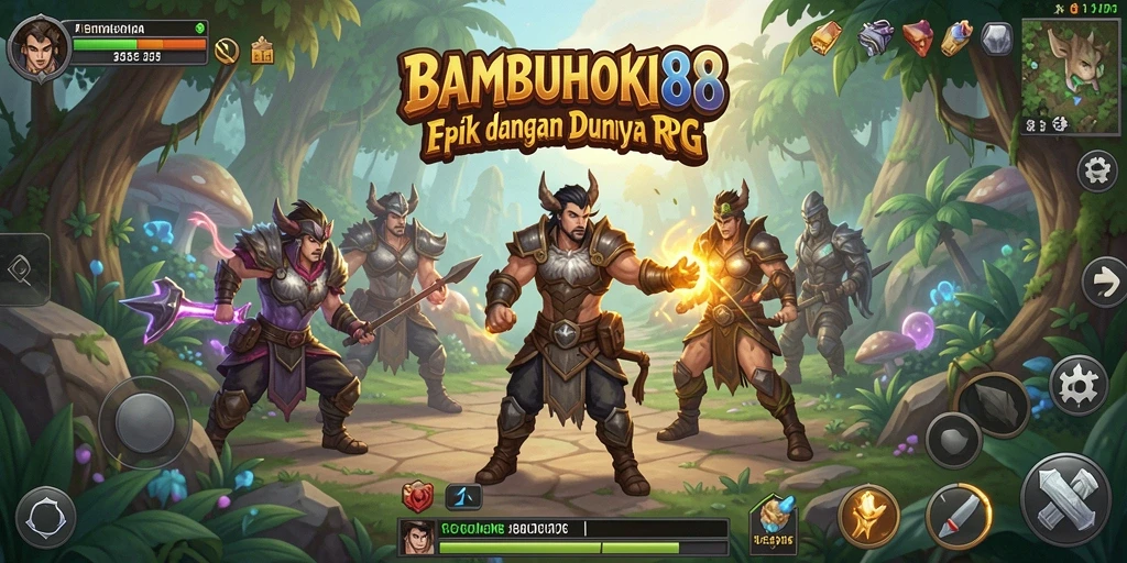 Screenshot gameplay <strong>BAMBUHOKI88</strong> dengan karakter beraksi di medan perang.