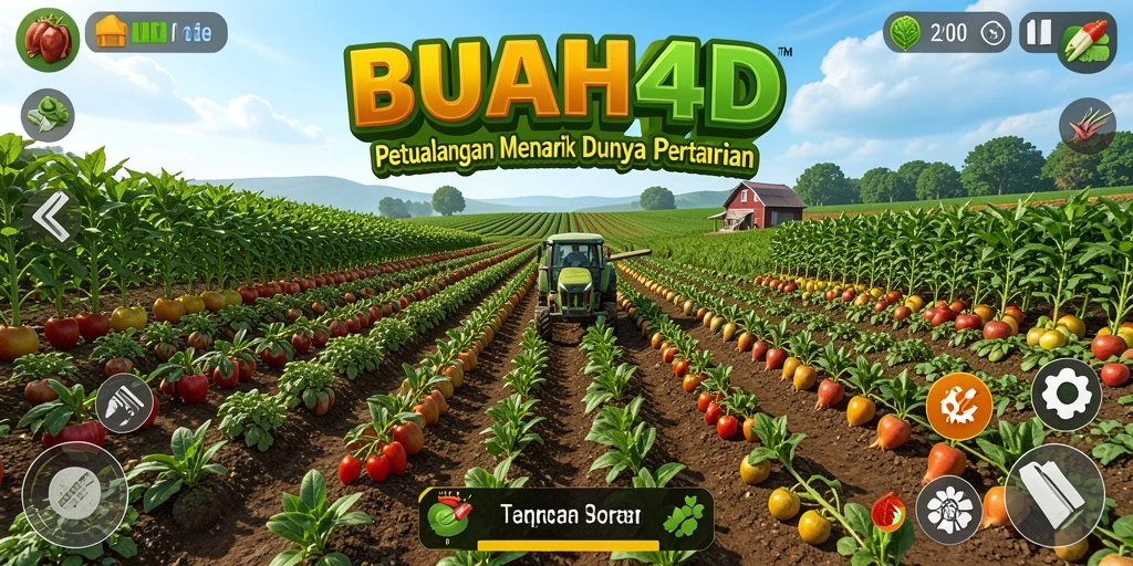 Tampilan gameplay BUAH4D yang menarik dengan kebun berwarna-warni.