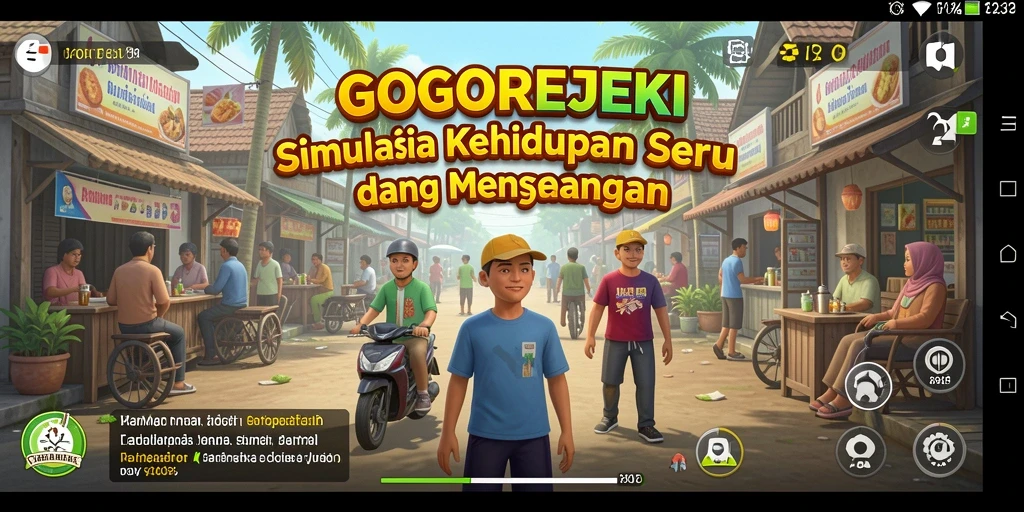 Screenshot gameplay GOGOREJEKI menampilkan interaksi karakter dalam simulasi kehidupan.