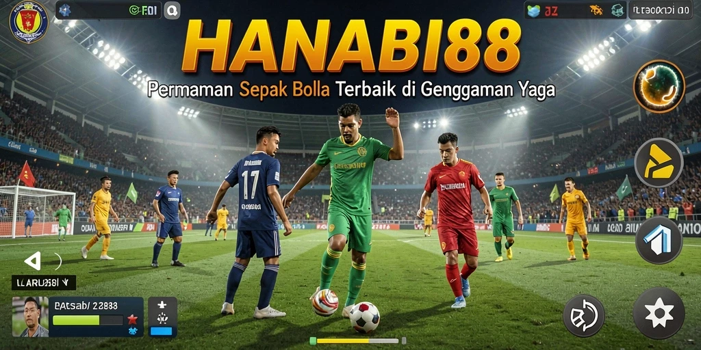 Tampilan gameplay menarik dari HANABI88 dalam aksi sepak bola.