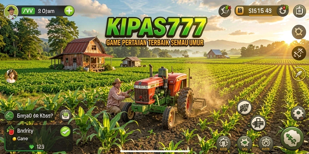 Tampilan gameplay KIPAS777 dengan kebun yang subur dan beragam tanaman.