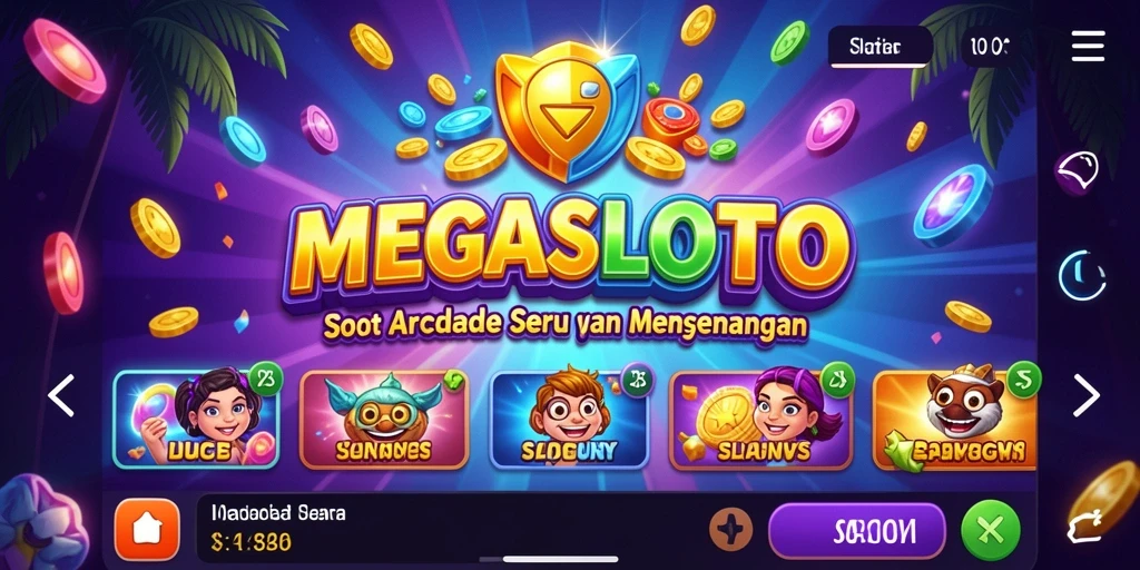 Gameplay seru MEGASLOTO dengan berbagai mesin slot menarik.