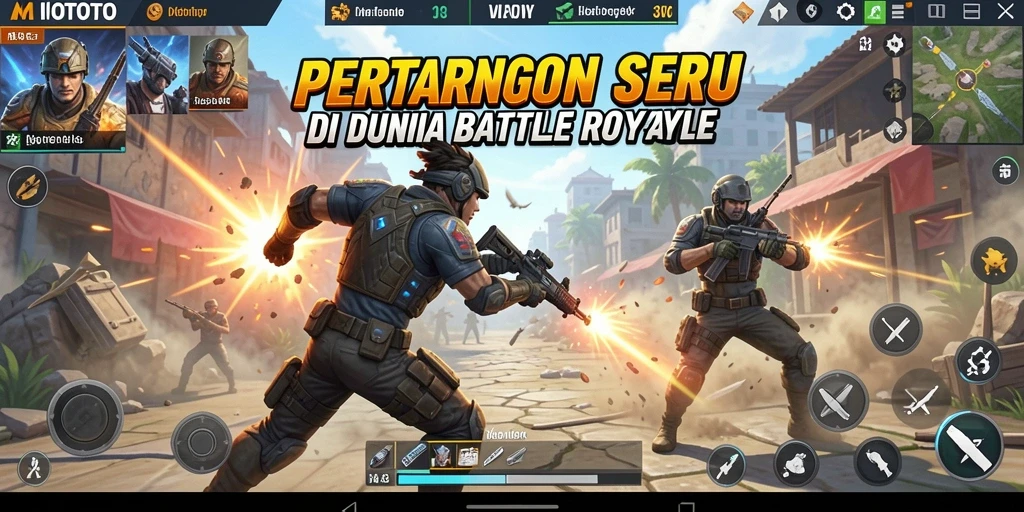 Screenshot MIOTOTO menampilkan aksi gameplay Battle Royale yang intens.