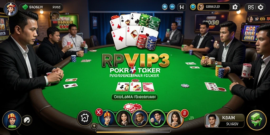 Tampilan utama gameplay RPVIP3 yang menggambarkan suasana Poker yang nyata.