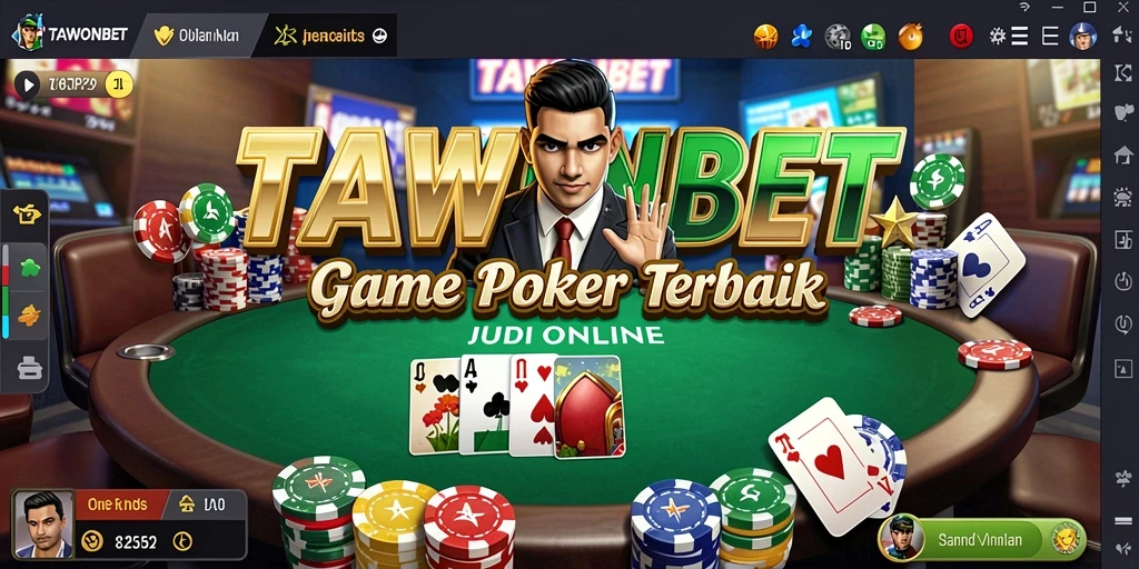 Screenshot menunjukkan aksi seru dalam permainan poker di TAWONBET.